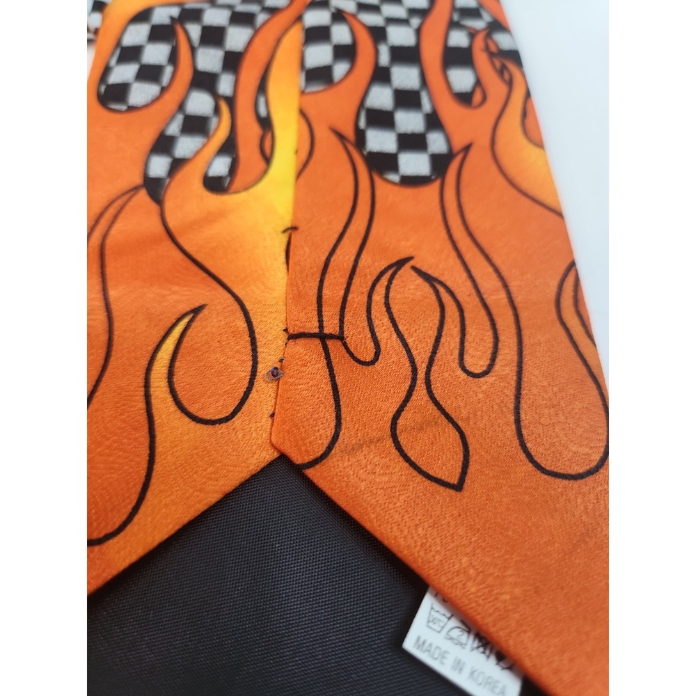 Vintage Harley Davidson Ralph Marlin Tie Checkered Flame Motorcycle Biker Mens - Picture 5 of 7